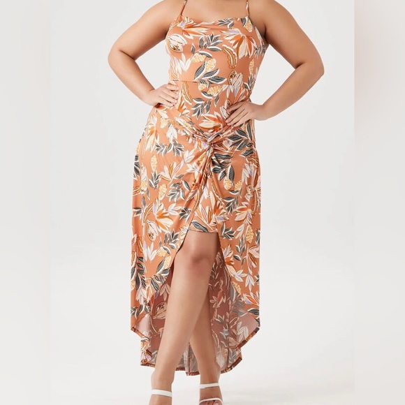 🧡 FOREVER 21 plus size formal dress in tropical orange print - Picture 5 of 5